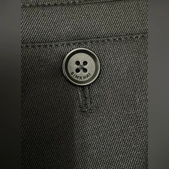 SIMKHAI Leroy Relaxed Straight Fit Pleated Pants Size 34 Black